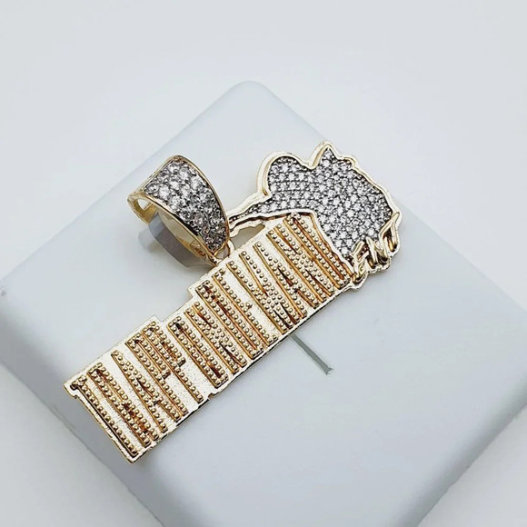 14K Gold Plated Cubic Zircon Pendant, INUS1BR057 - Picture 6 of 10